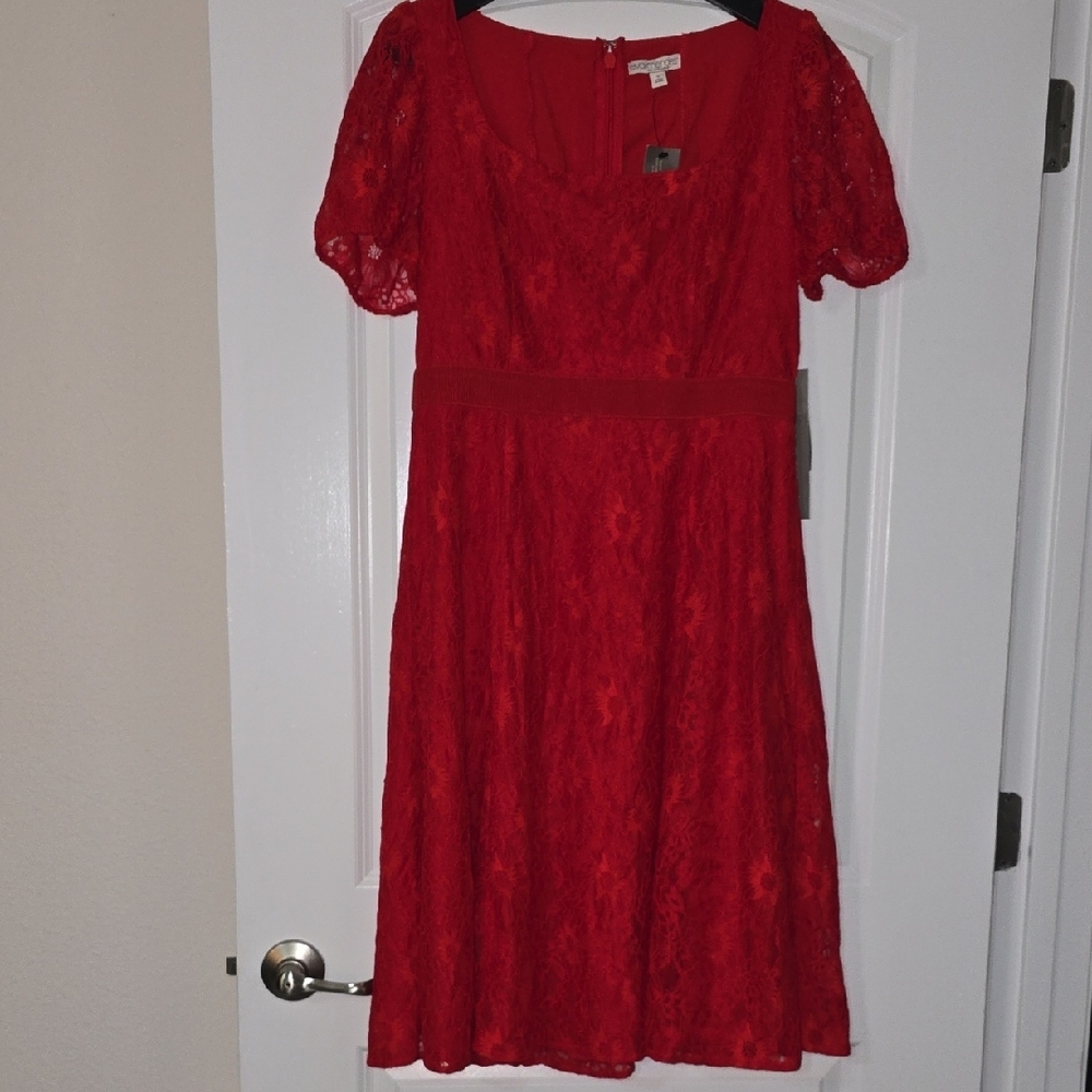 Eva Mendes for New York & Company Red Puff Sleeve Sundress